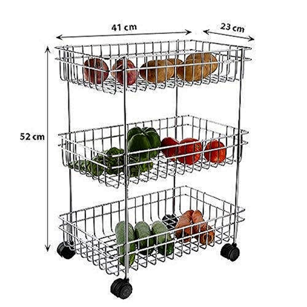 Silver Trolley Modern Kitchen Storage Rack