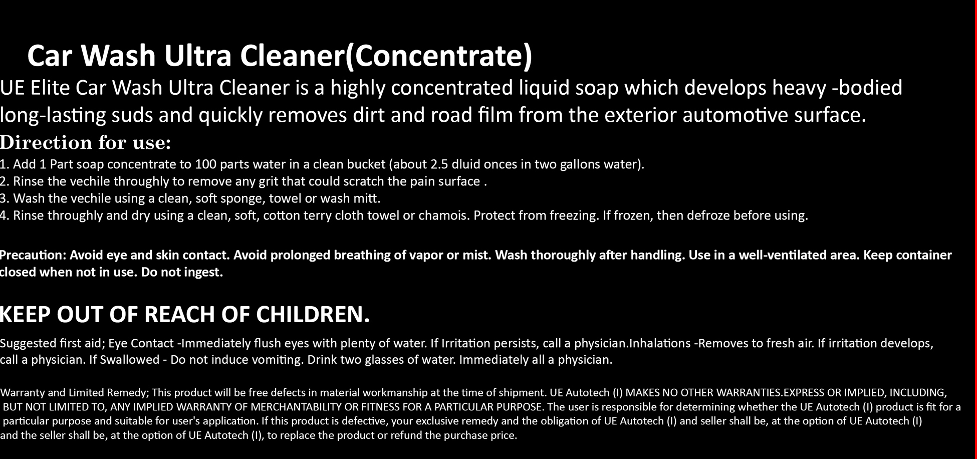 Ue Premium Car Wash - Liquid Soap, 200 Ml, 1ltr & 5ltr | Gentle On Wax, Quickly Removes Dirt And Residues