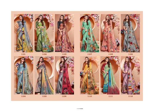 Multi Printed Moss Georgette Fancy Saree