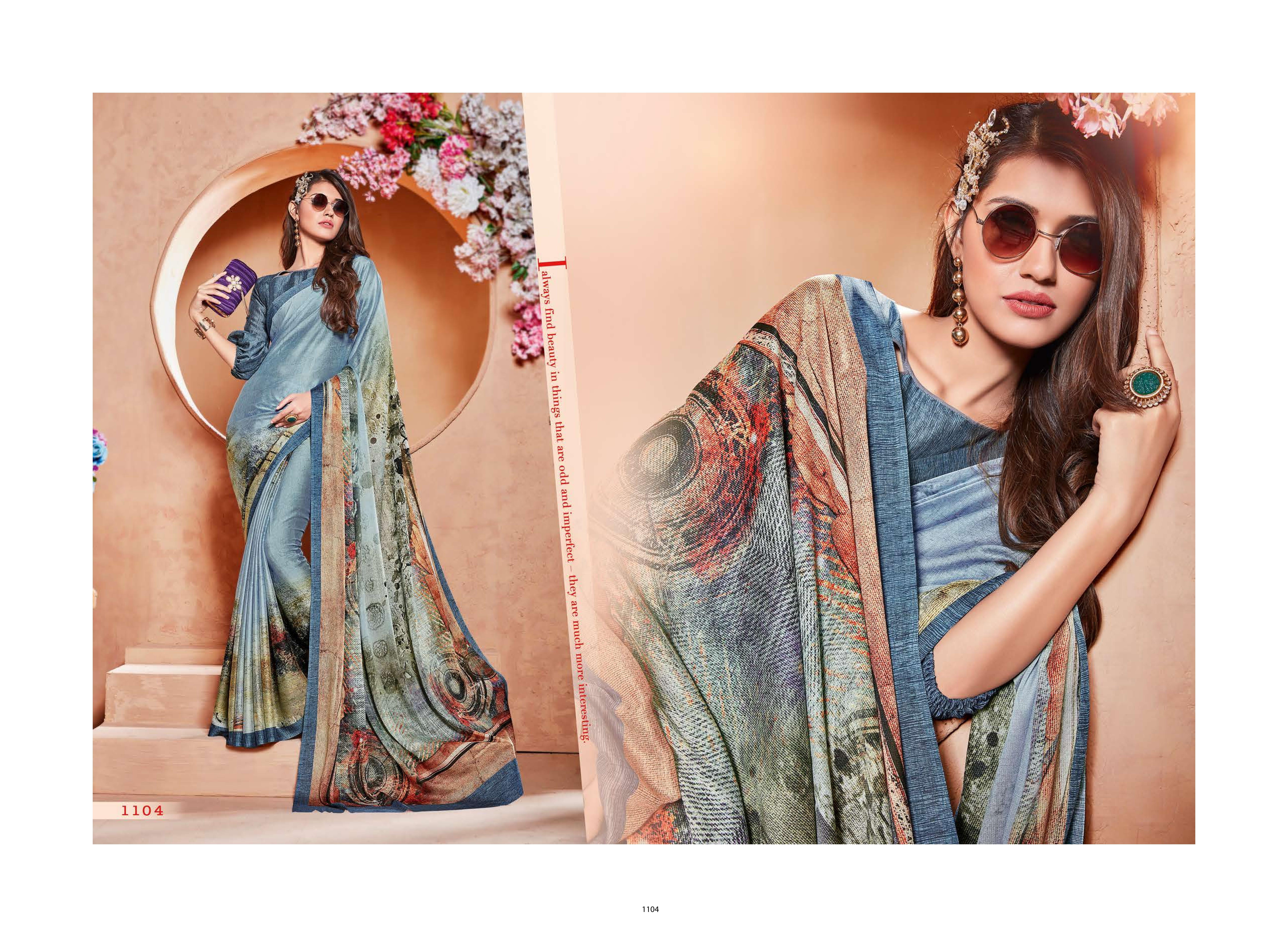 Multi Printed Moss Georgette Fancy Saree