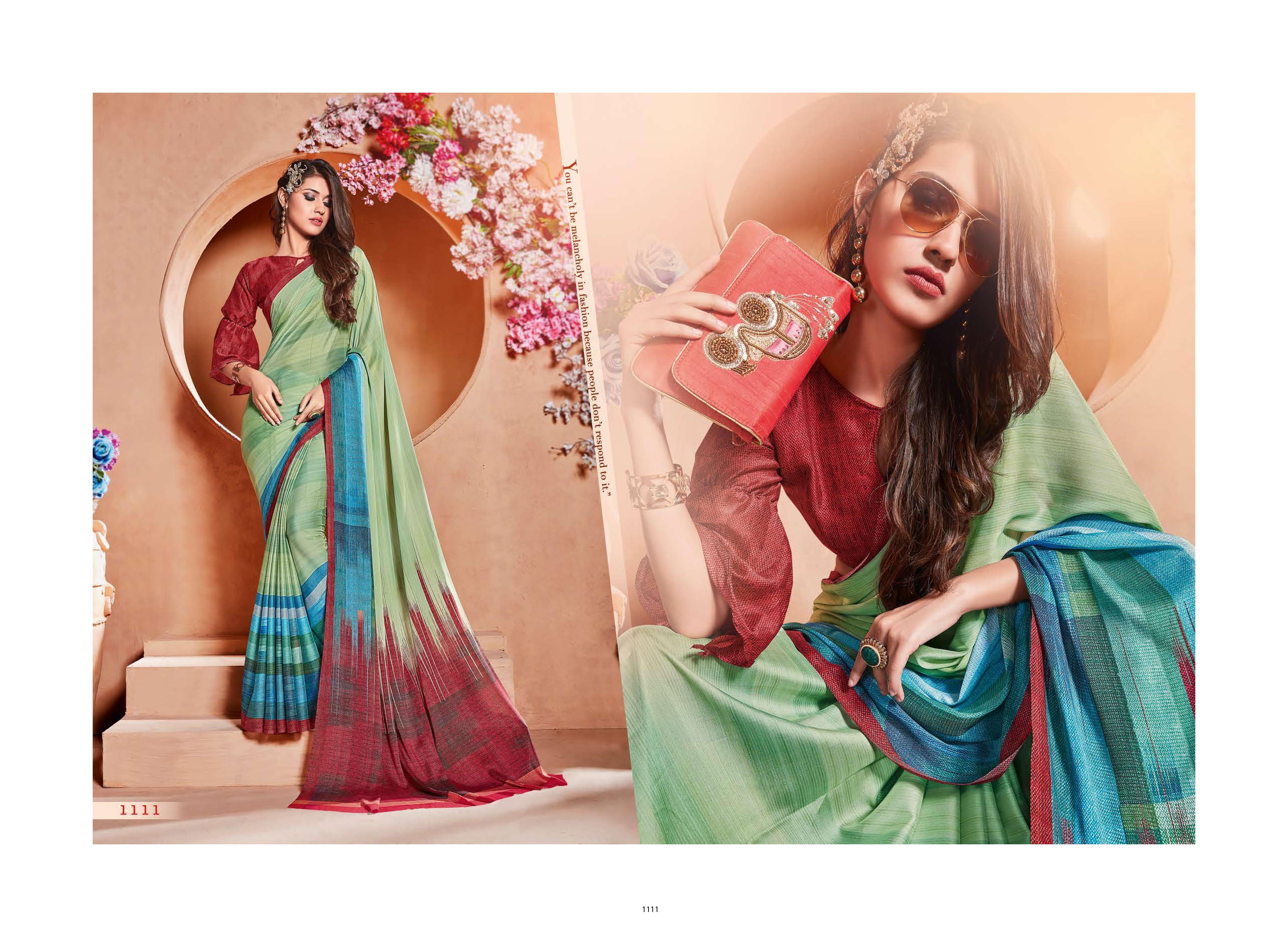 Multi Printed Moss Georgette Fancy Saree