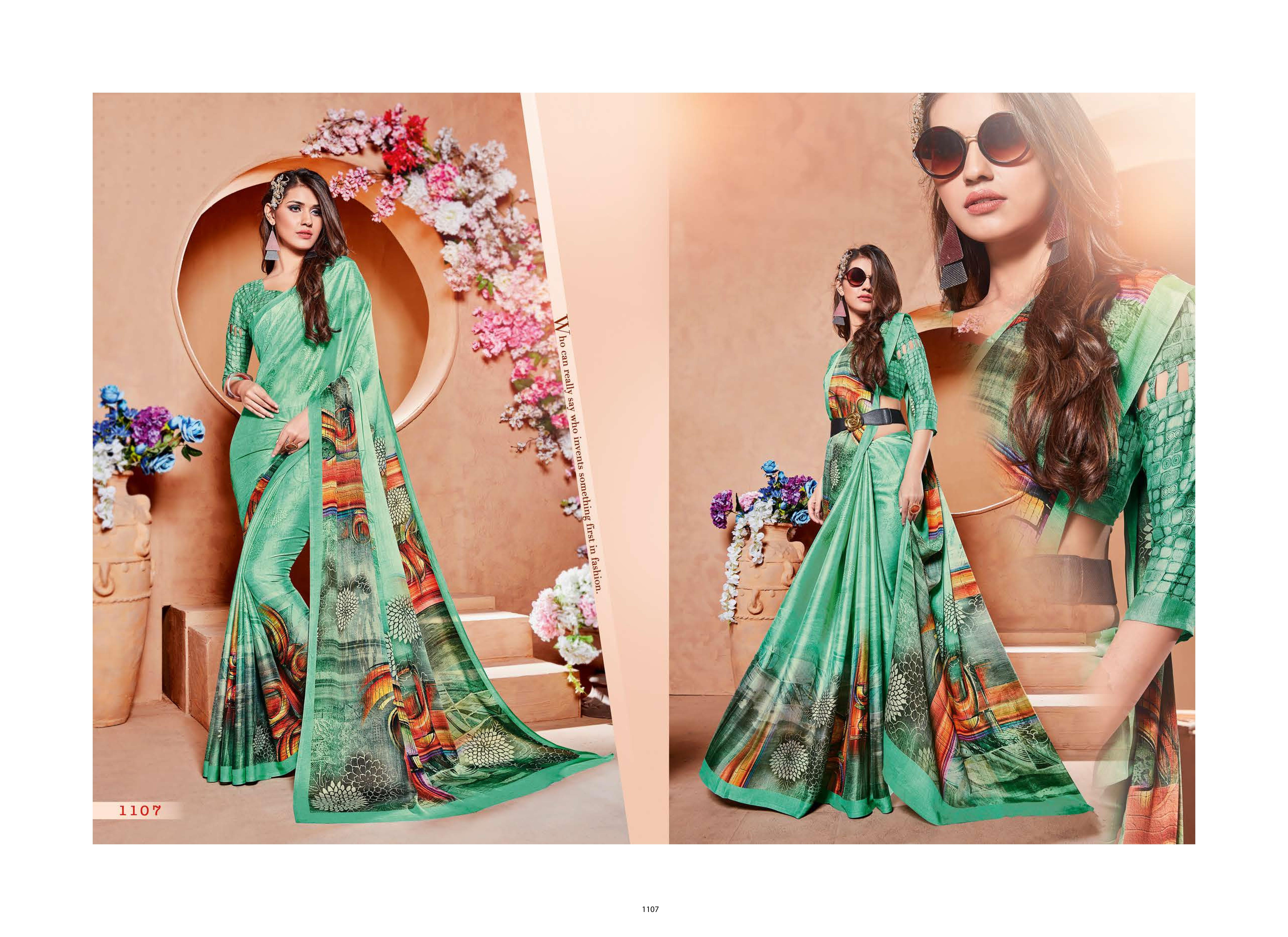 Multi Printed Moss Georgette Fancy Saree