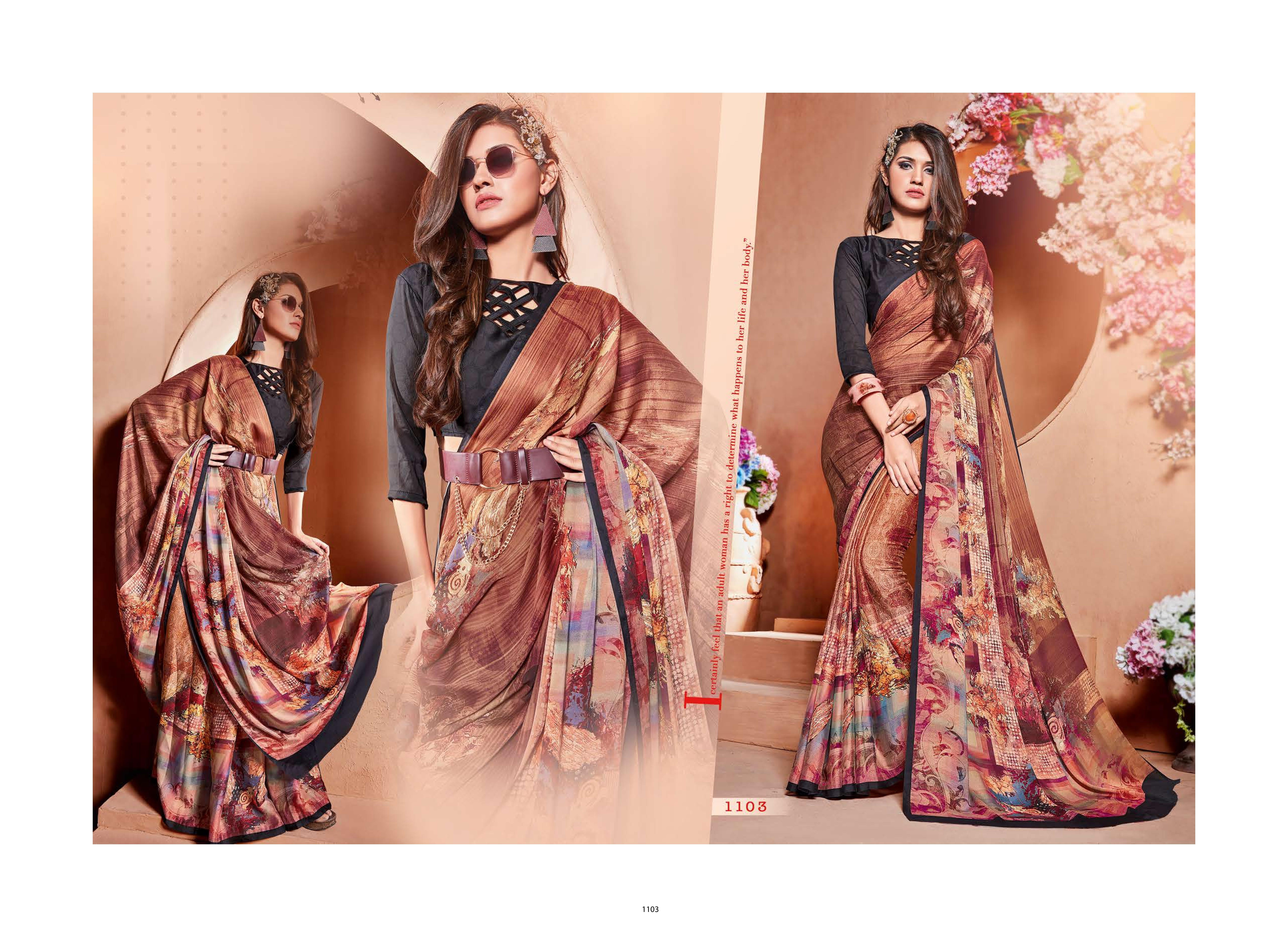 Multi Printed Moss Georgette Fancy Saree