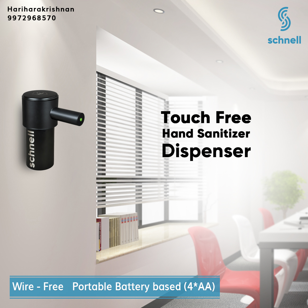 Automatic Touch Free Hand Sanitizer Dispenser - Stainless Steel, Portable & Battery Operated (4 Aa), Tamper Proof Packaging, Multicolor Design With Visible Level Indicator