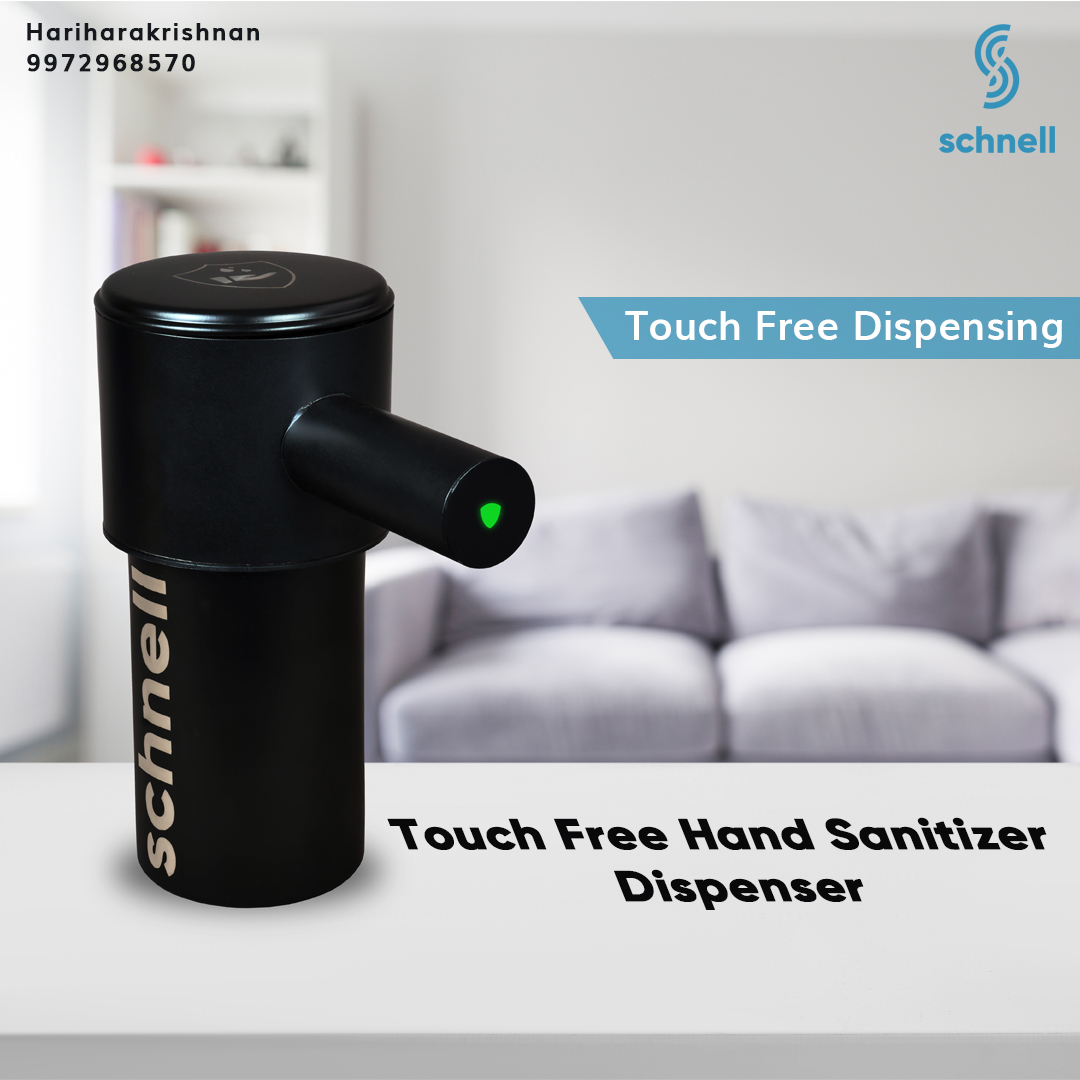 Automatic Touch Free Hand Sanitizer Dispenser - Stainless Steel, Portable & Battery Operated (4 Aa), Tamper Proof Packaging, Multicolor Design With Visible Level Indicator