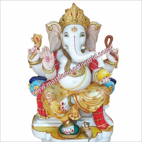 Marble Shree Ganesh Statue - Premium Marble Material | Exquisite Handcrafted Design, Symbol of Prosperity and Blessings