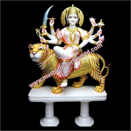 Marble Maa Durga Statue - Luxurious Marble Material, 24 Inches Tall, Exquisite Craftsmanship, Divine Elegant Finish