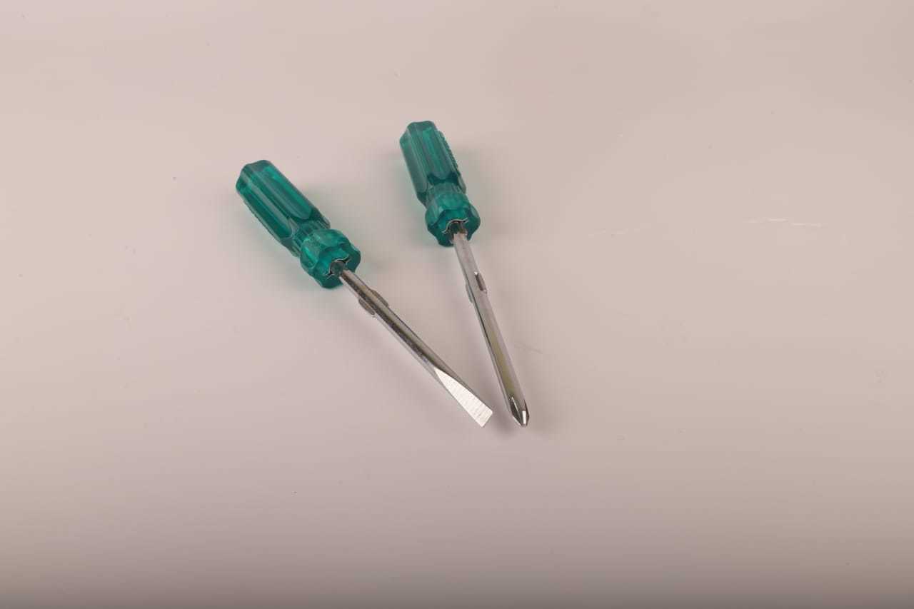 Screwdriver - Steel, 6 Inches, Green | Two-in-one Flat And Philips Head With Plastic Handle