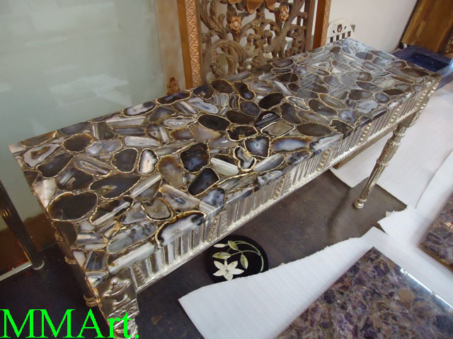 Quartz Surface Flooring Tiles And Couter Top Agate Cut Slab For Bulk Export Size: Customized