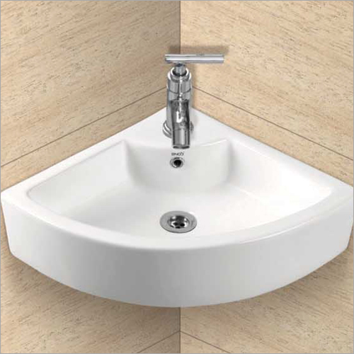 Ceramic Table Top - 18" x 18" x 6" | White Finish, Wall-Mounted Design, 1 Faucet Hole, Standard Drain