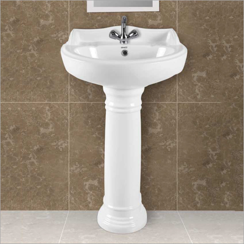 Wash Basin Pedestal - Ceramic, 70x45x80cm, Glossy White | Durable, Easy Clean, Elegant Design, Space Saving, Water Efficient, 5-Year Warranty