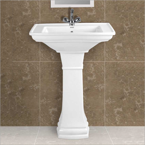 Wash Basin Pedestal - Ceramic, 70x45x80cm - Glossy White Finish, Durable Material, Elegant Design, Easy Installation, Space Saving, Water Efficient