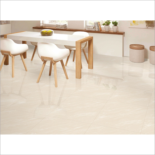 Soluble Salt Vitrified Tiles - Vitrified Ceramic, 600x600 mm, Glossy White Finish | Less Than 0.5% Water Absorption, Class 4 Abrasion Resistance