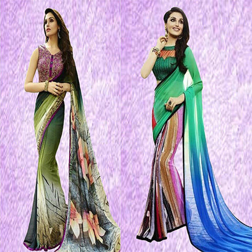 Designer Georgette Floral Print Saree