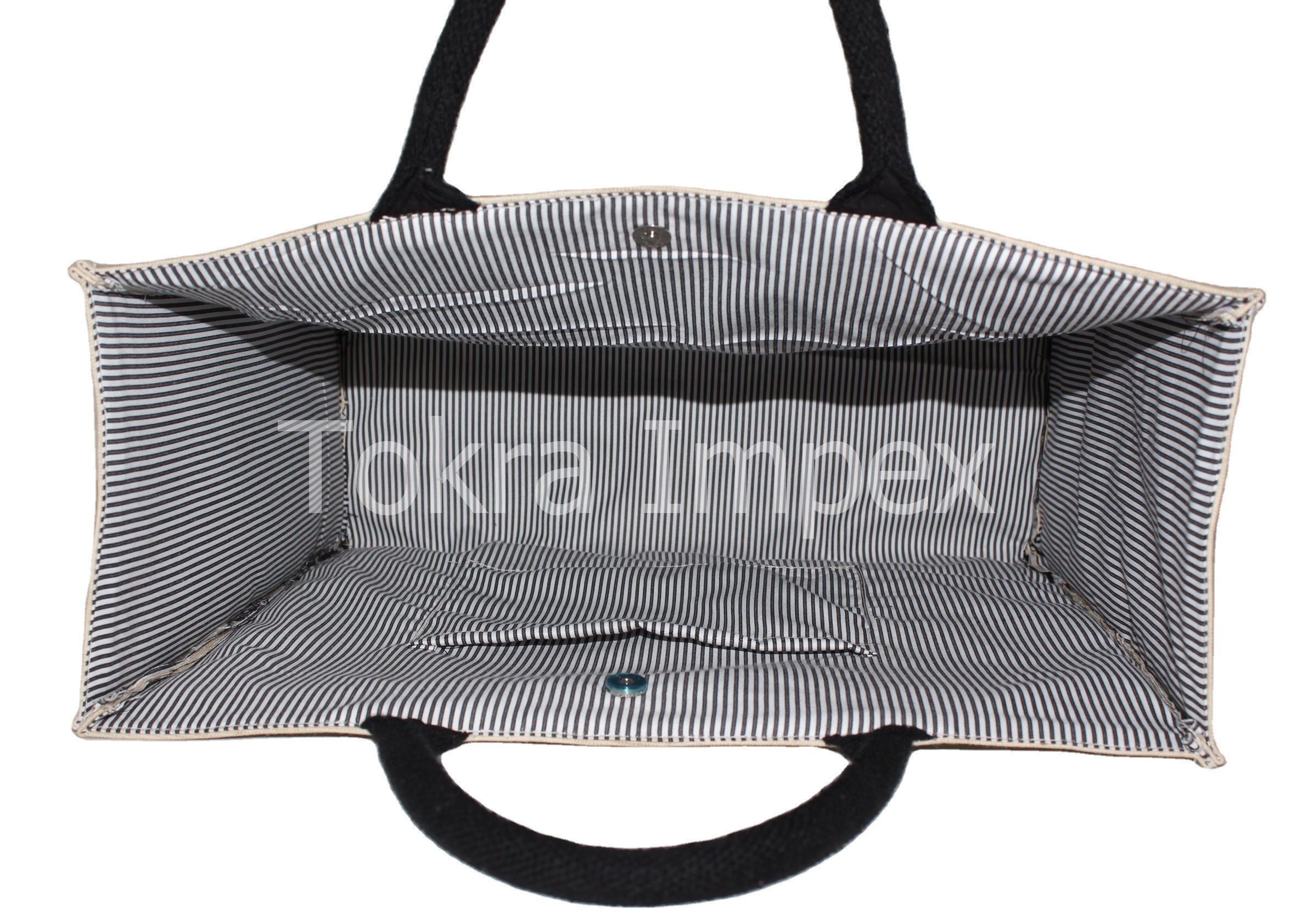 Eva Inside Striped Print Pp Laminated Canvas Tote Bag Design: Customized