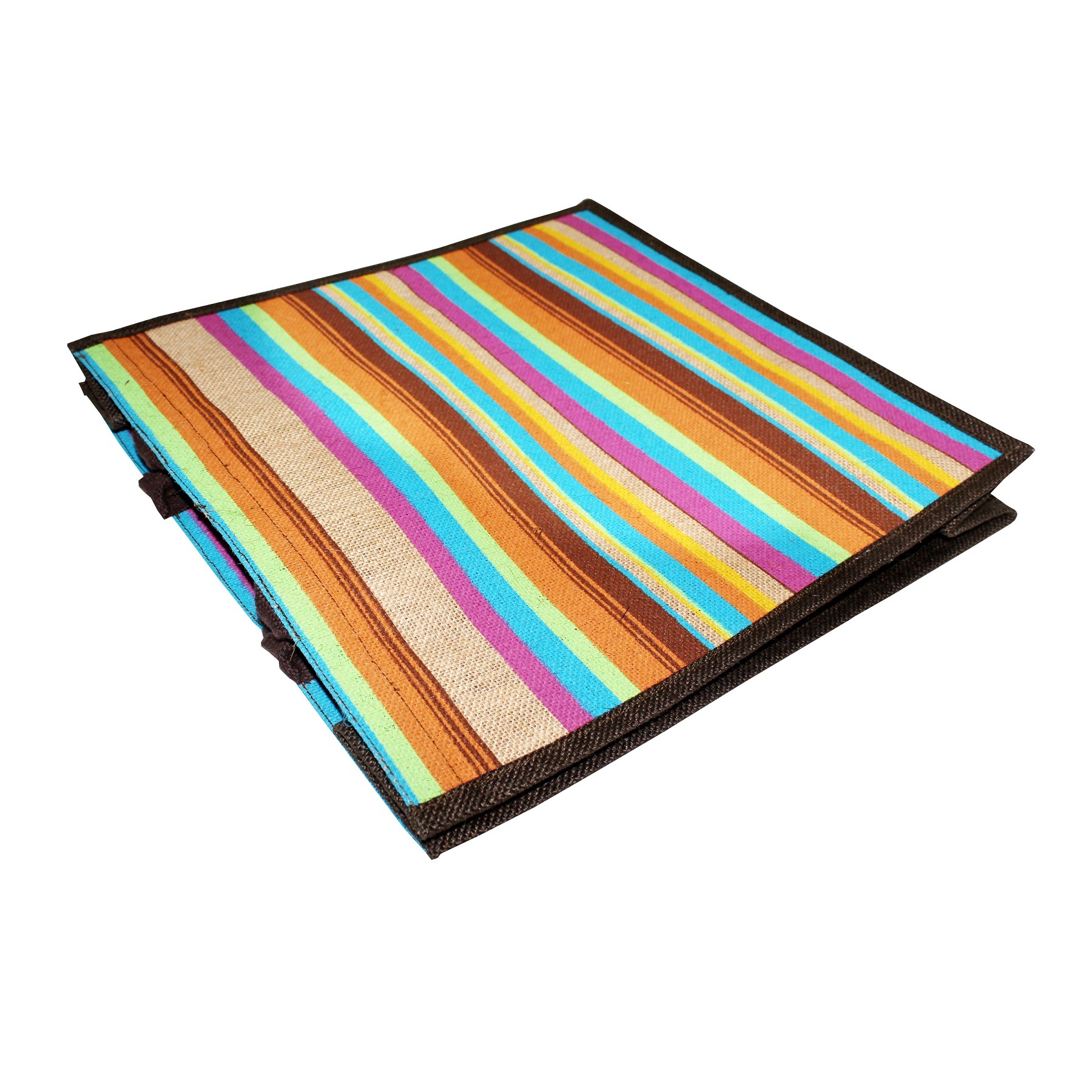 Customized Allover Striped Print Natural Color Jute Tote Bag