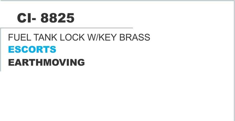 फ्यूल टैंक लॉक डब्ल्यू/कीज़ ब्रास एस्कॉर्ट्स अर्थमूविंग वारंटी: हाँ