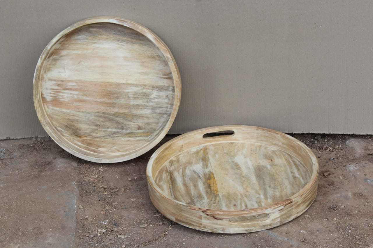 Wood Wooden Round Tray