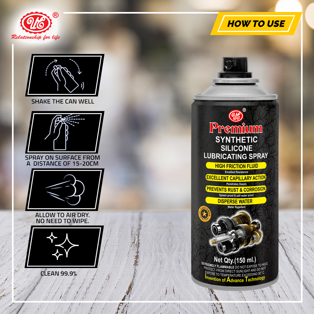 Synthetic Lubricating Spray - 150 Ml | Low Viscosity Oil, Deep Penetration, Moisture Repellent