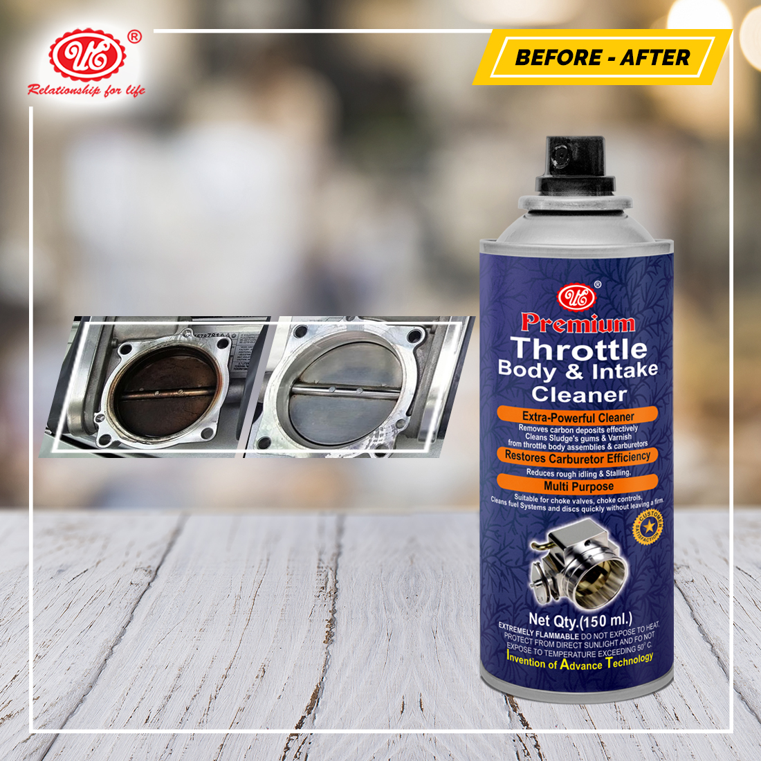 Ue Throttle Body Cleaner - Spray 150 Ml | Cleans Fuel Injectors, Protects Sensitive Components, Increases Fuel Efficiency, Prevents Build-up