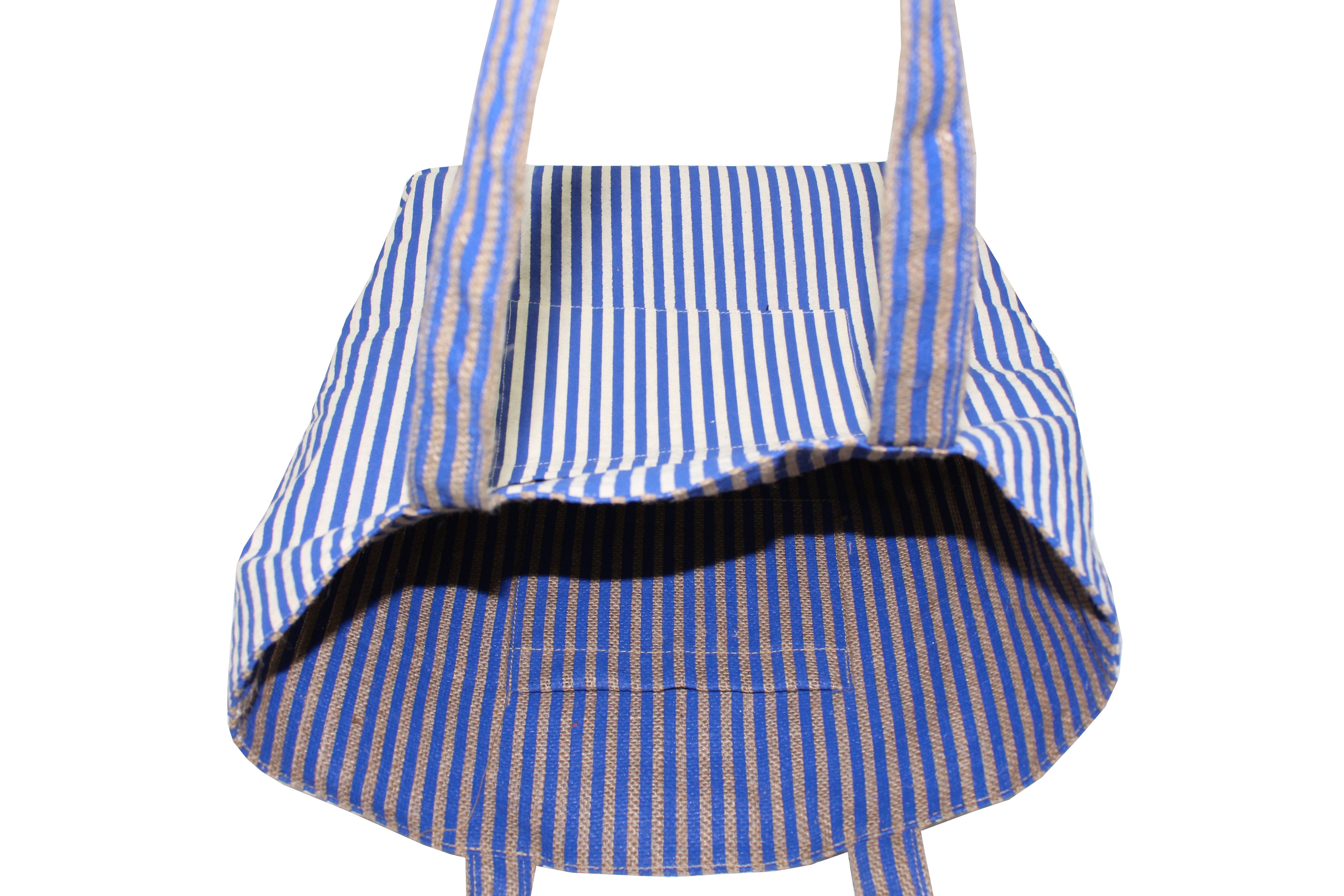 Jute Cotton Reversible Tote Bag - 33h X 40w X 12cm Dimensions, Striped Print, Eco-friendly Material, 250 Grams Weight, Customizable Design, 10kg Capacity