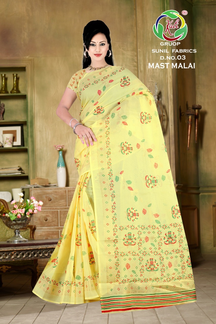 Printed Cotton Saree - Fabric Doriya With Foil Print, Floral Pattern In Multi Color | Ideal For Formal Occasions, Bollywood Style For All Seasons