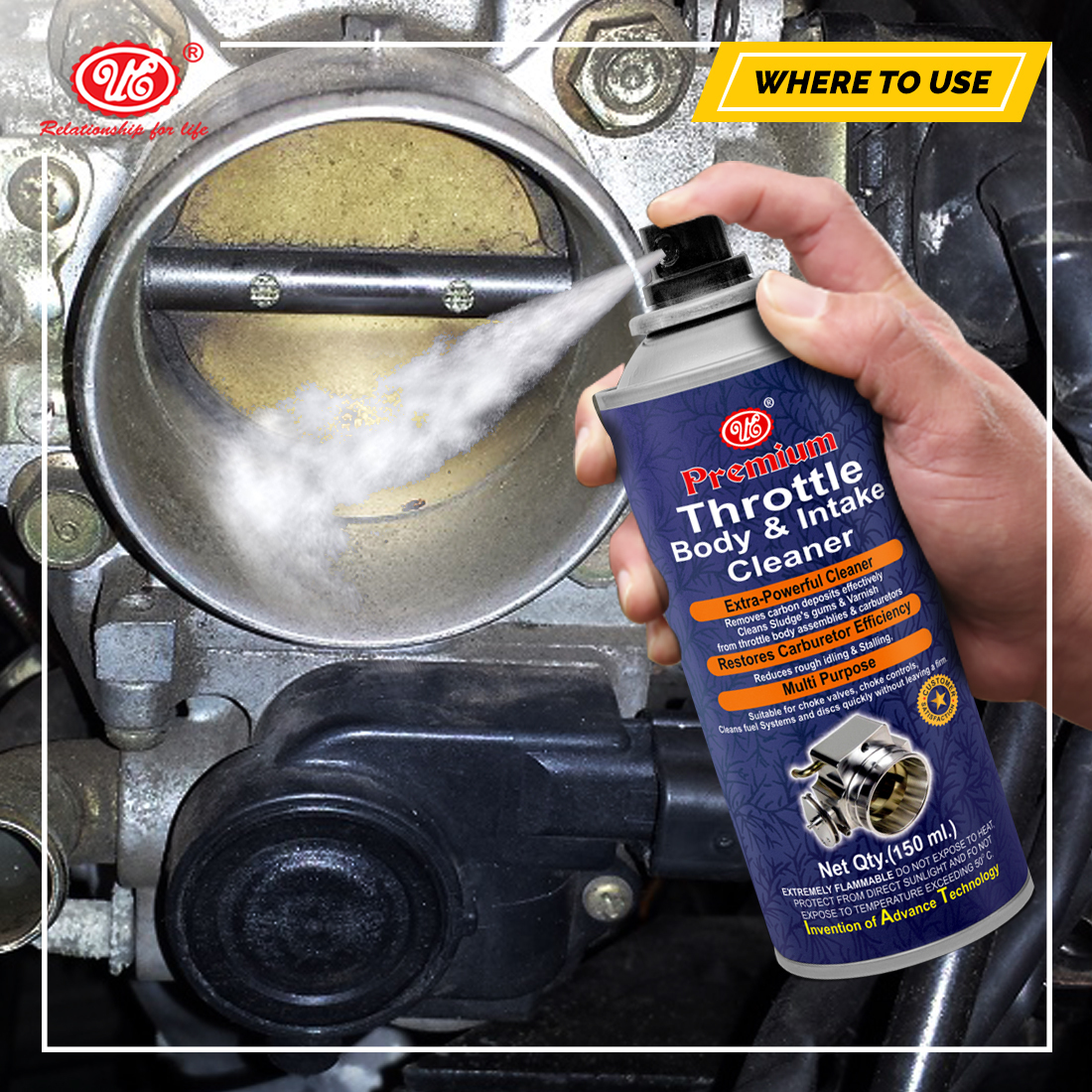 Carburetor Cleaner Spray - 150 Ml & 500 Ml Aerosol | Restores Engine Performance, Improves Fuel Efficiency, Cleans Excess Carbon, Safe For Sensitive Components