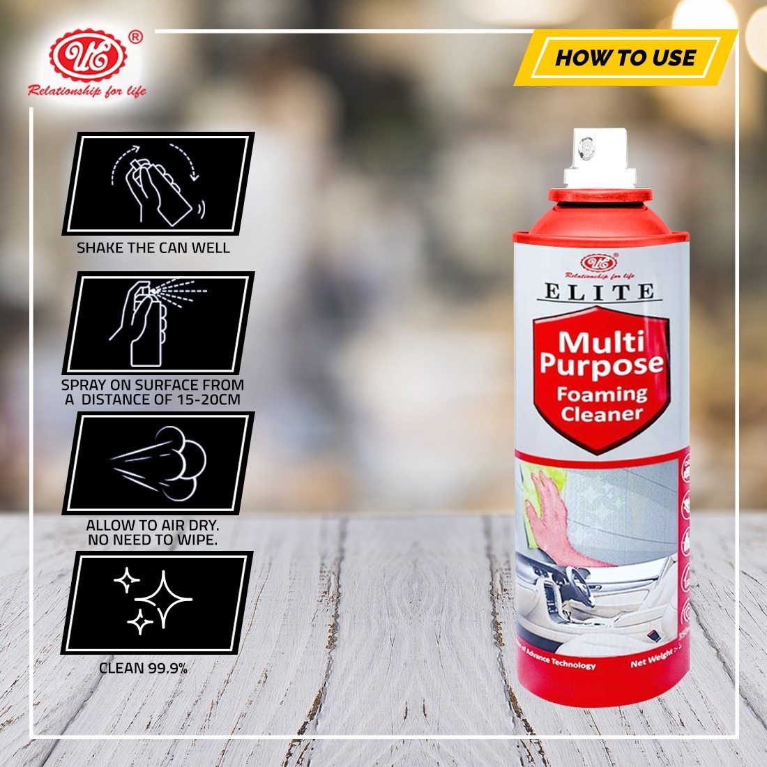 Ue Foam Cleaner Spray - 600g Foam Type, White Bottle | Advanced Fast Action Multi-purpose Upholstery Cleaner, Removes Heavy Duty Dirt And Food Stains, Leaves Interiors Clean And Fresh