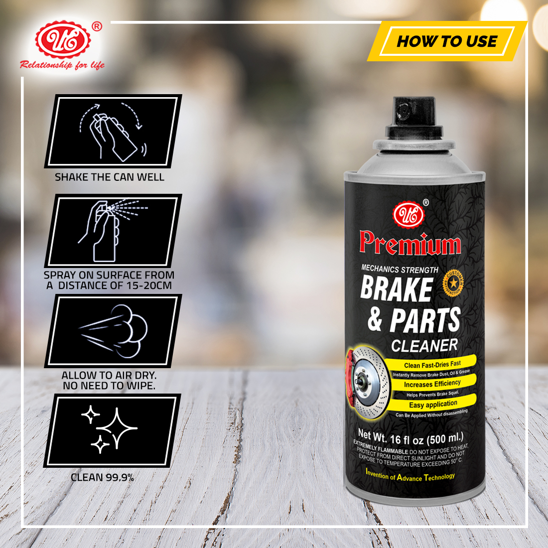 Brake Part Cleaner - 150 Ml Aerosol | Power Brake Cleaner & Degreaser, Hustle-free Application, Controlled Spray Action, Enhanced Brake Performance