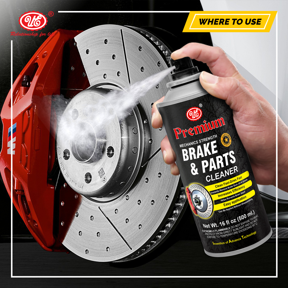 Brake Part Cleaner - 150 Ml Aerosol | Power Brake Cleaner & Degreaser, Hustle-free Application, Controlled Spray Action, Enhanced Brake Performance