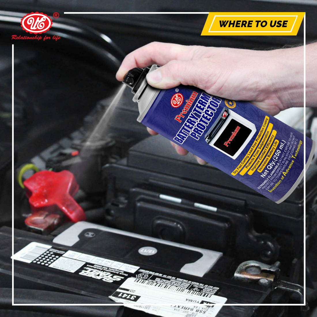 Battery Terminal Coating - 150 Ml Aerosol Spray, Blue Insulating Coating For Battery And Cable Connection, Corrosion Protection, Water Resistant