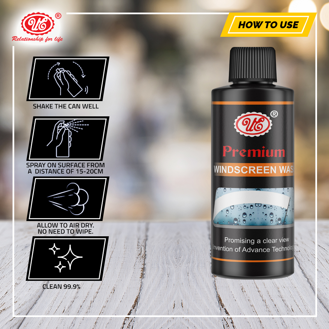 Windscreen Washer - Concentrate 200 Ml , Blue Color | Improves Visibility, Reduces Night Glare, Cleans Dirt And Bird Droppings Effortlessly