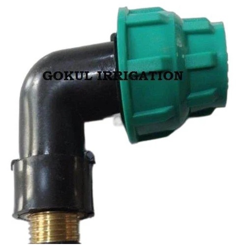 ब्लैक एंड ग्रीन पीपी ब्रास थ्रेडेड मैट एल्बो