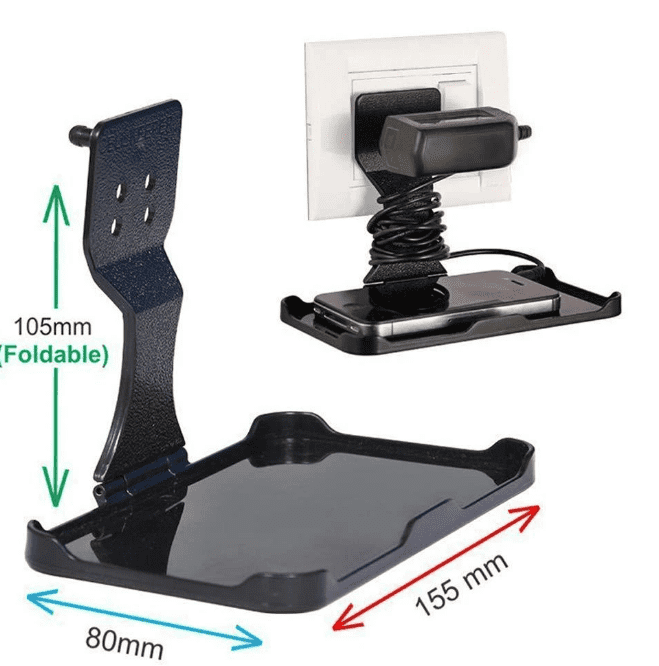 Mobile Charging Stand Wall Holder - Abs Plastic, 7x2.7x12.4cm | Improved Design For Stability, Folds For Space-saving, Holds Any Device