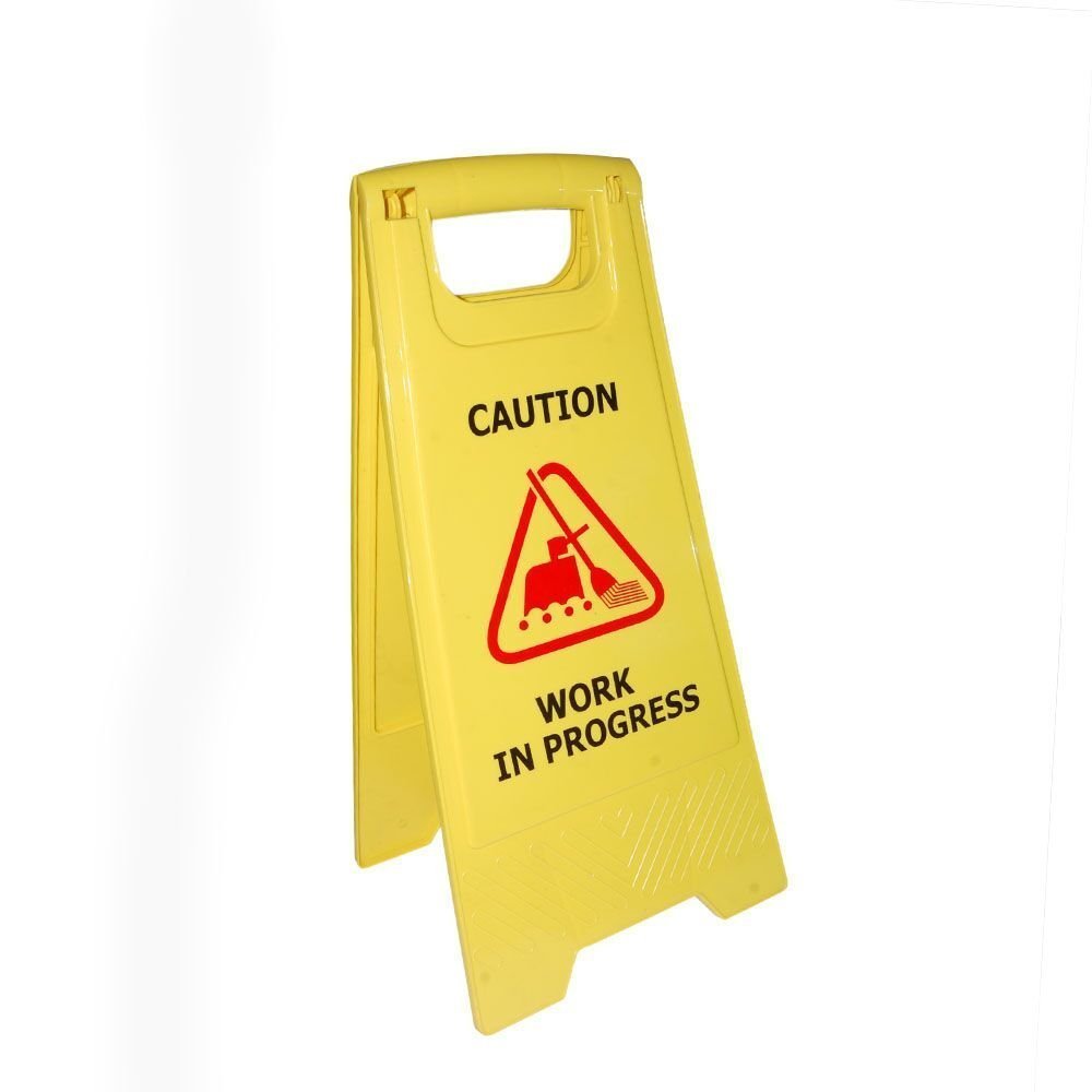 Caution Board - Plastic, 95x34x1cm | Yellow, Wet Floor Warning, Work In Progress, Men At Work