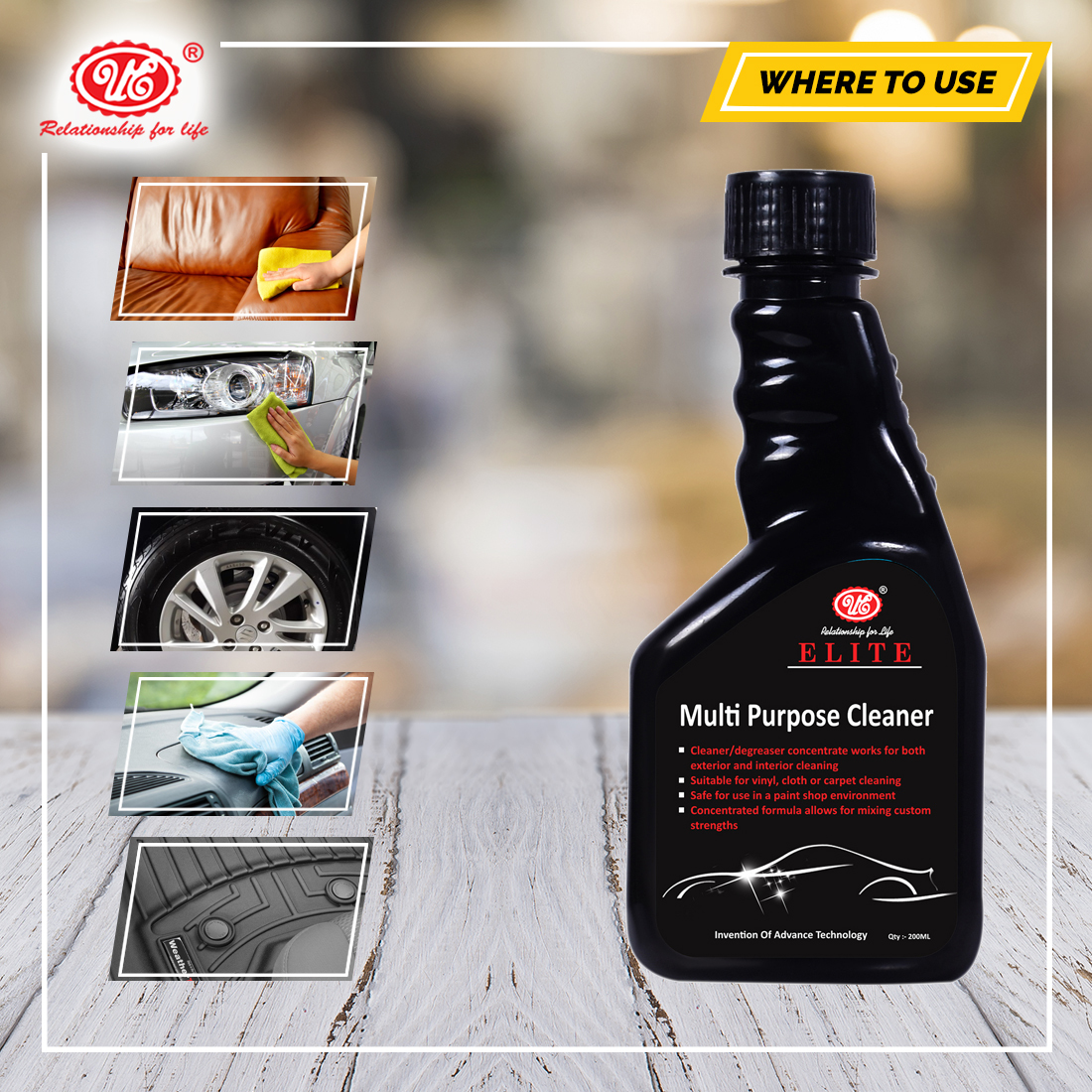 Ue Premium All Purpose Cleaner - Liquid, 200 Ml | Safe For Vinyl And Carpet, Fast-acting Stain Removal, Ideal For Interiors And Exteriors