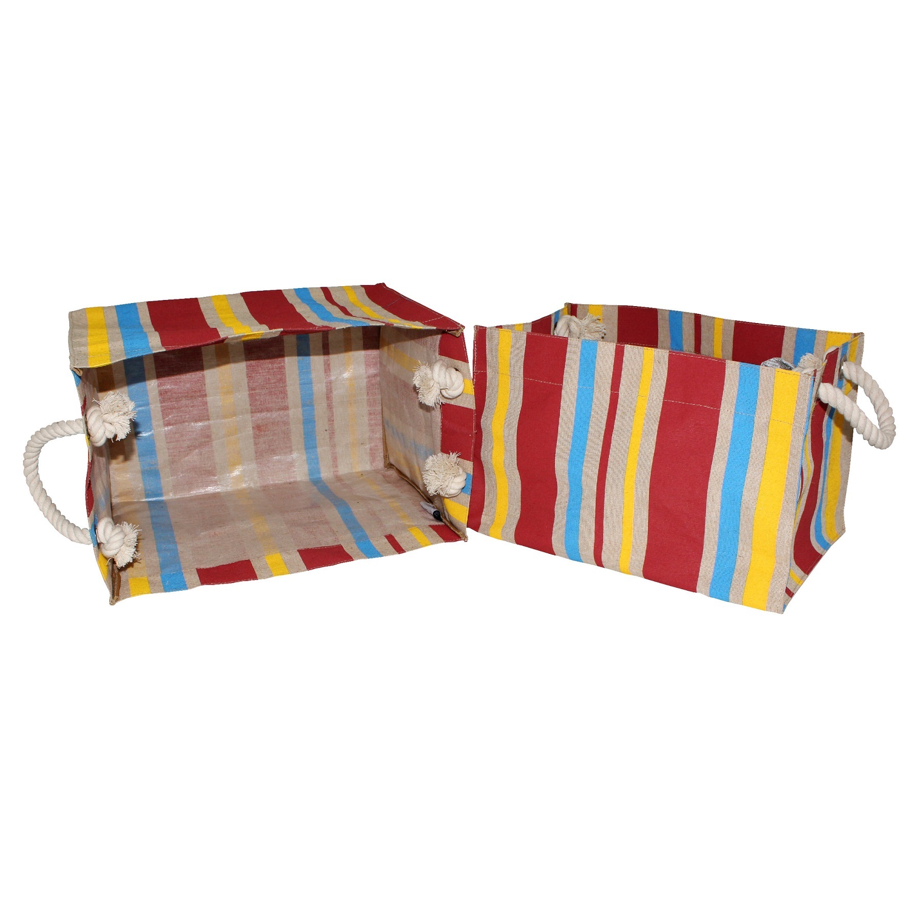 Pp Laminated Juco Fabric Box Type Bag With Allover Striped Print Capacity: 15 Kgs Kg/day