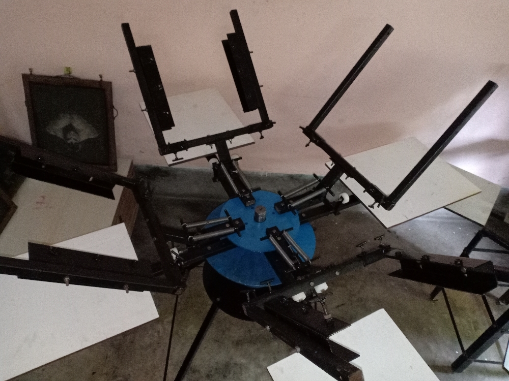 Manual 4 Colour 4 Station Screen Printing Machine Frame Addjustable