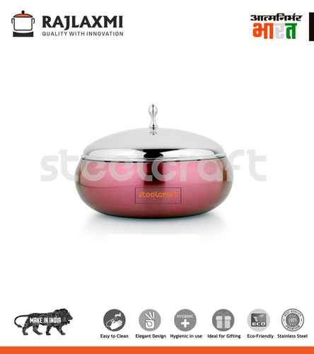 Nextgen - Stainless Steel, 10.5 x 10.5 x 6.5 Inches, Red Mirror Finish | 1.5 Liter Capacity with Glass Lid