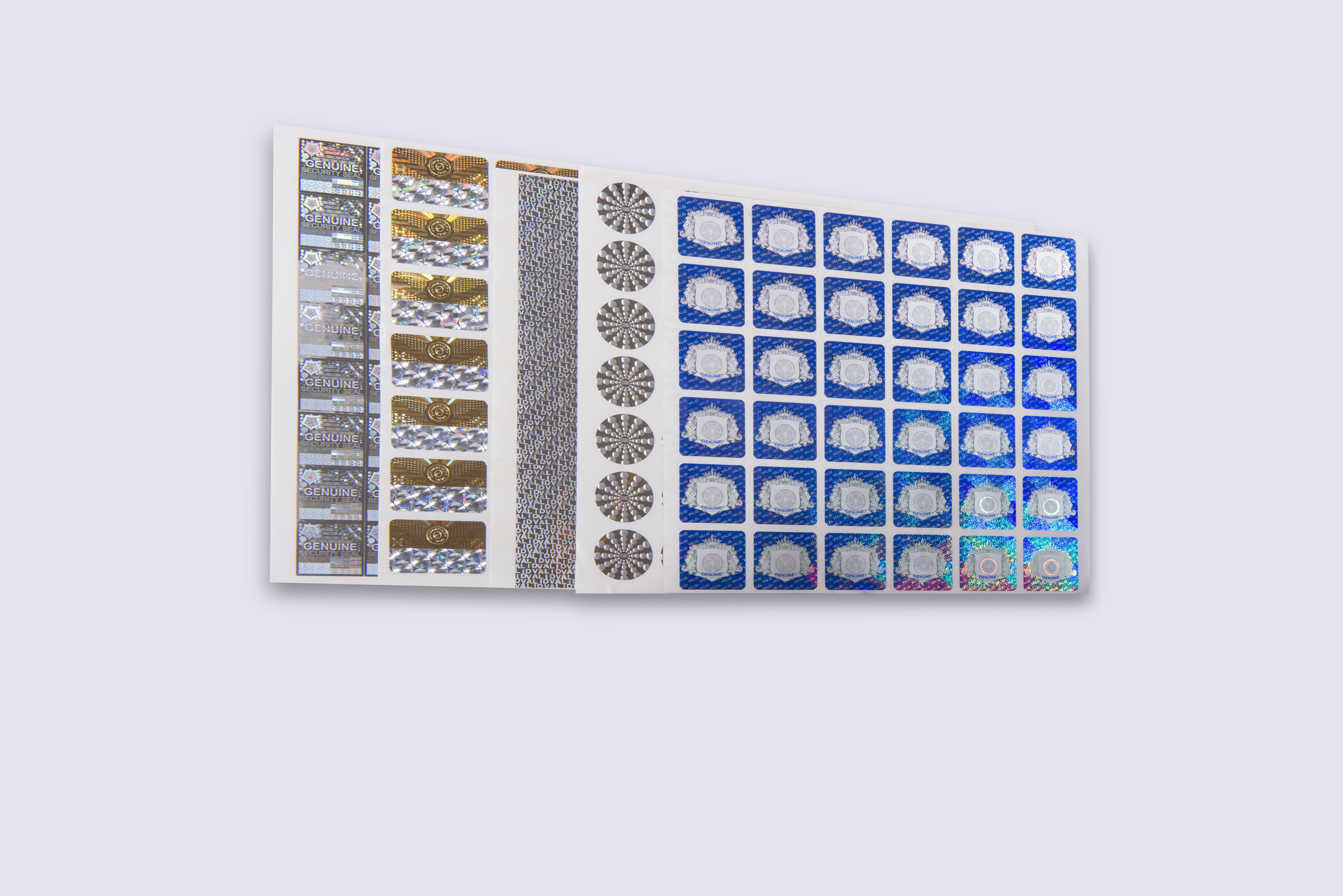 Dot Matrix Holograms - Aluminum Sheet, Customized Size & Shape | Anti-counterfeit, Holographic, Scratch-off, Self-adhesive Solutions