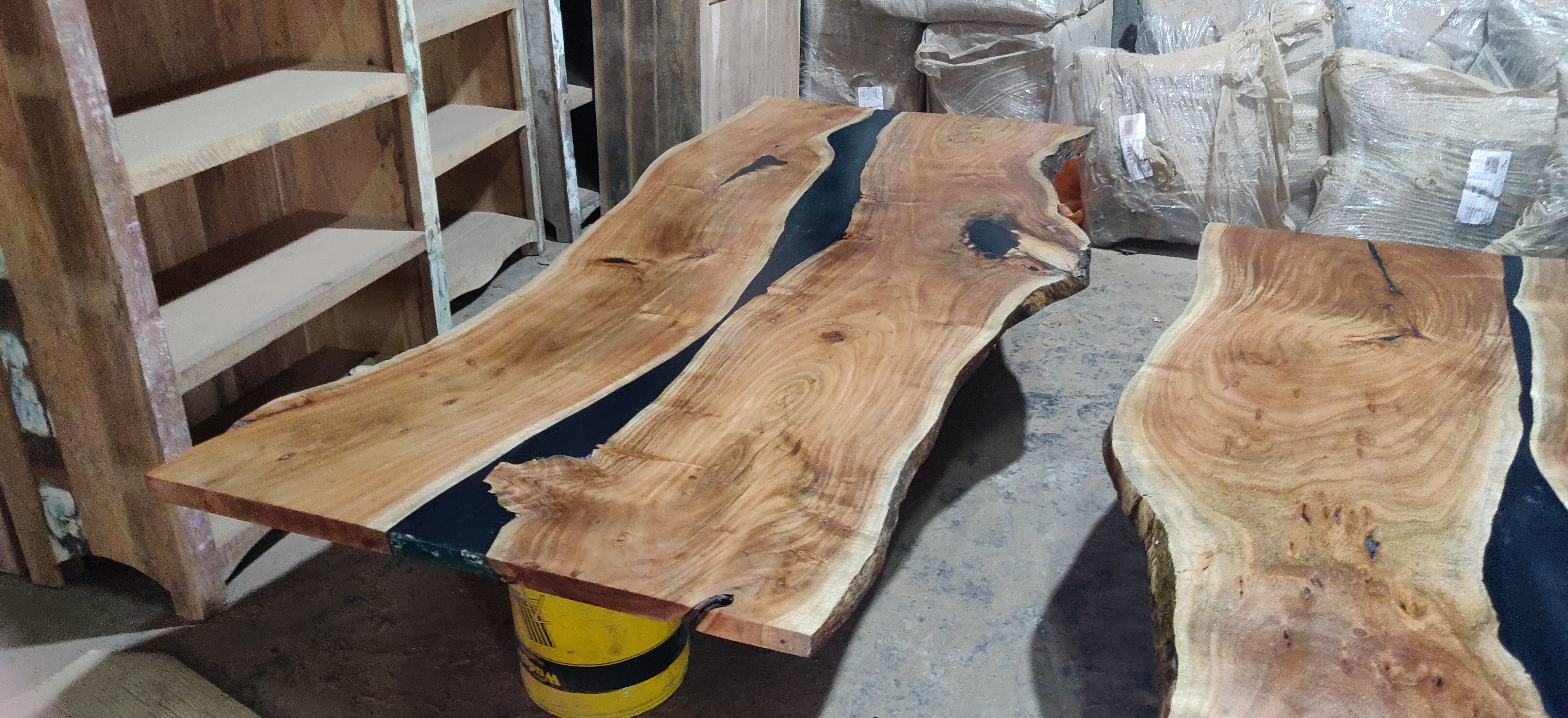 Antique Furniture House Live Edge With Epoxy