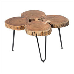 लाइव एज 4 राउंड लॉग कॉफ़ी टेबल