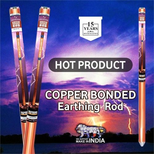 Copper Bonded Earthing Rod - Diameter 14.2-25 mm, Length 1000-3000 mm | 99.9% Pure Copper, 15-Year Lifespan, 600 MPa Tensile Strength