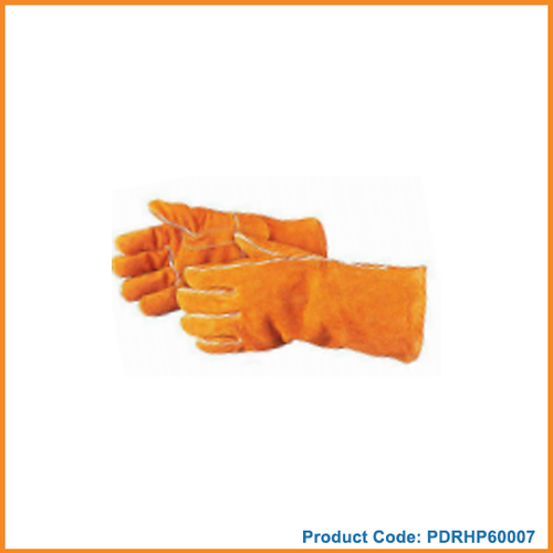 Welding Gloves - Heat-Resistant Split Leather Palm, 16" Size, Red Color | Cotton Fleece Lining, Welted Closure, Ideal for Welding