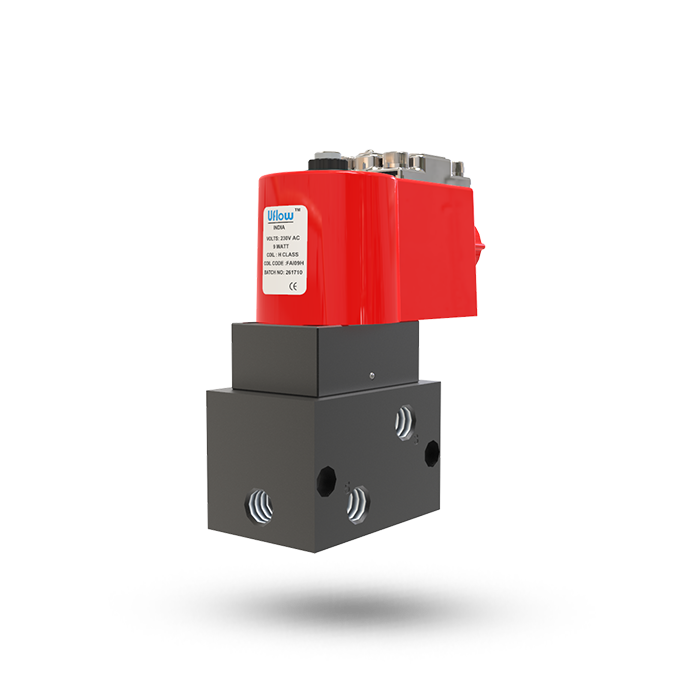 Black 5/2 Internal Pilot Operated Single Solenoid Poppet Valve
