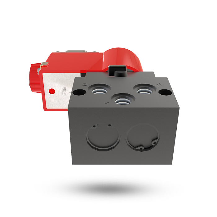 Black 5/2 Internal Pilot Operated Single Solenoid Poppet Valve