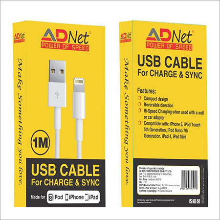 Adnet High Speed Iphone Charging And Data Transfer Cable 3.4 Amp 1 Mtr