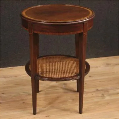 Round Side Table With Rattan