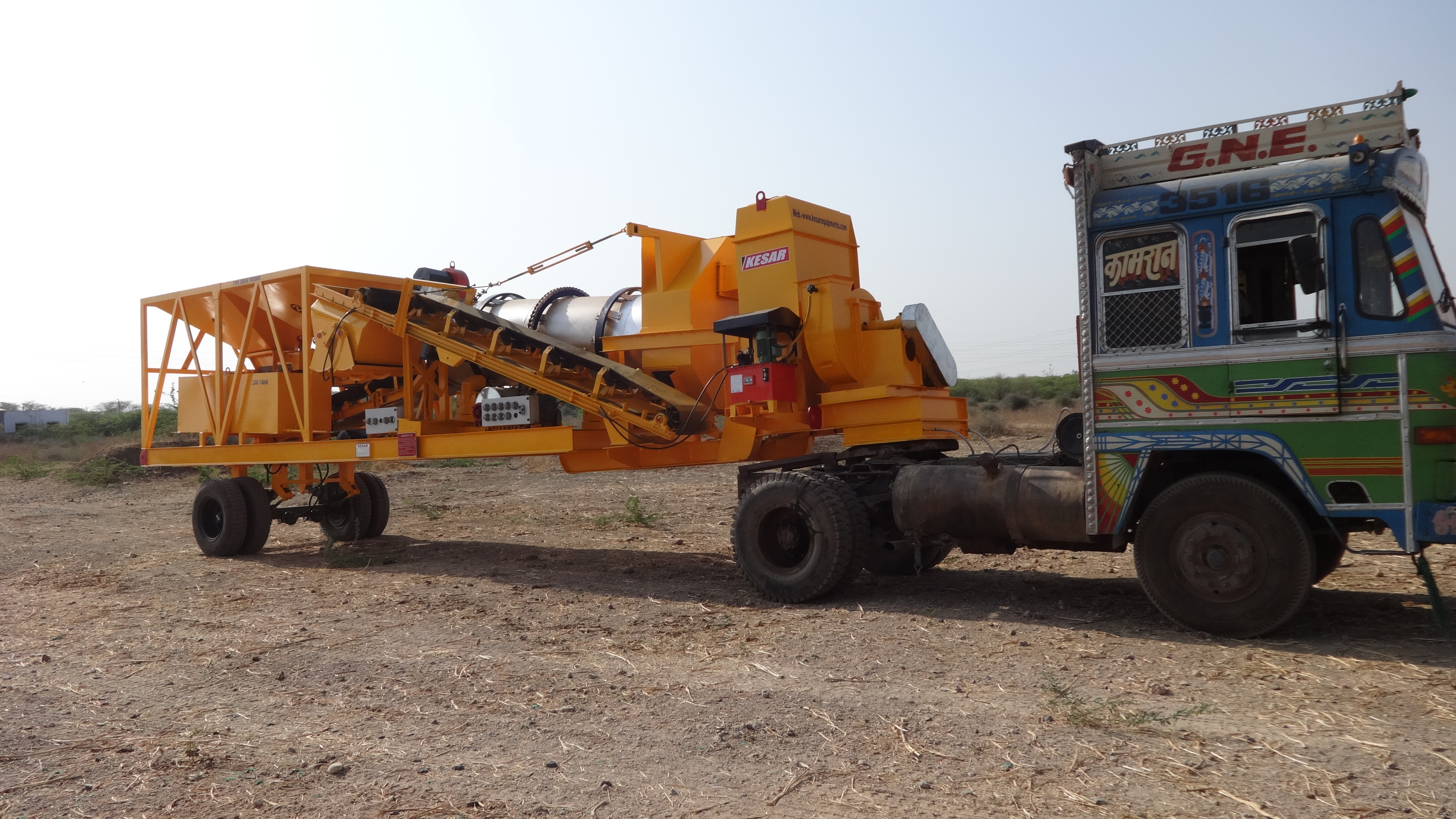 Asphalt Mobile Drum Mix Plant - Ms, Standard Size, Silver And Yellow | 30 T/hr Capacity, Low Maintenance, High Speed Operation, Easy Assembly, Suitable For Onsite Projects