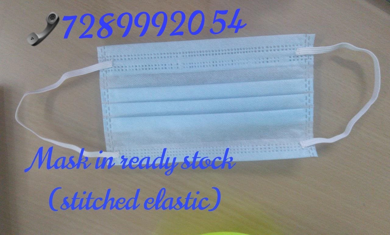 Disposable 3 Ply Medical Face Mask - Non Woven Fabric, Rectangle Shape, Medical Blue Color | Disposable Usage, Insurance Against Airborne Particles